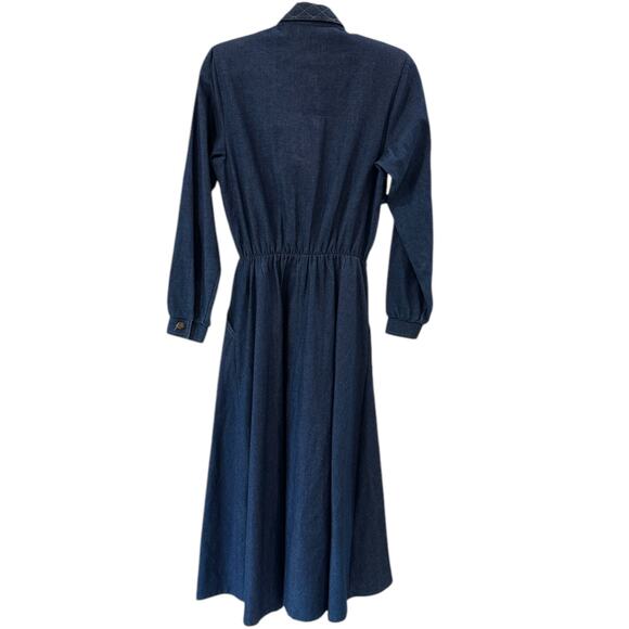 Vintage 70s Around Town Denim Midi Dress - Picture 4 of 10
